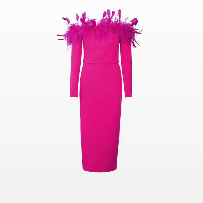 Safiyaa Vittoria Wild Strawberry Midi Dress Women Dresses