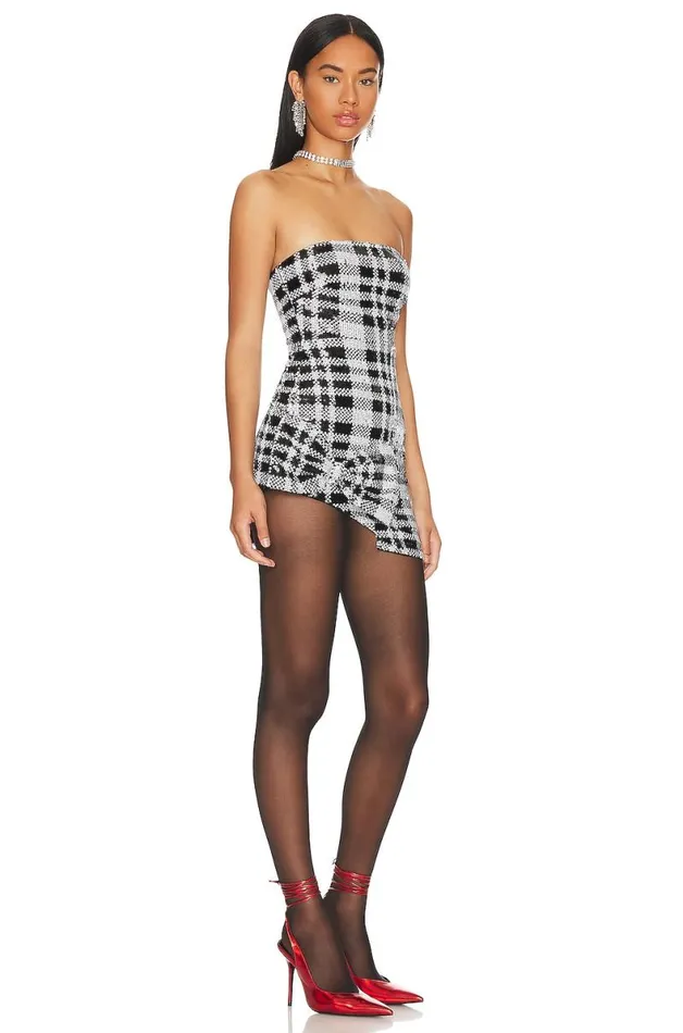 Sala Sequin Mini Dress Black and White Check Women Lovers and Friends Dresses