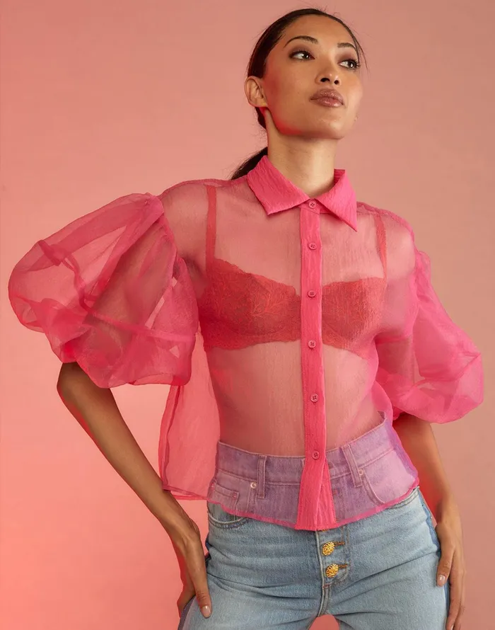 Sheer Bliss Blouse 8211 Htpnk Women Cynthia Rowley Tops