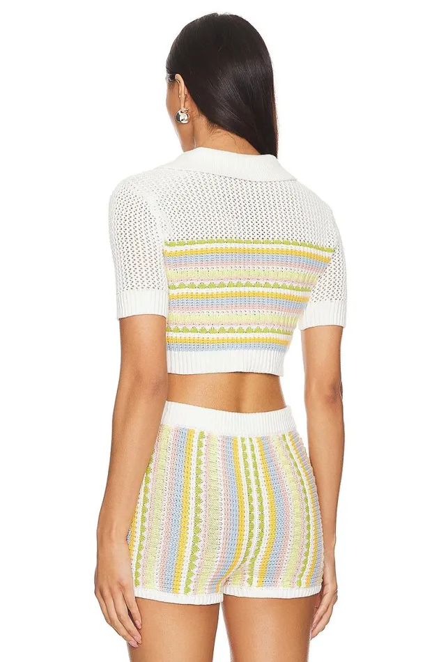 Shelly Knit Polo Light Yellow Multi Women Lovers and Friends Tops