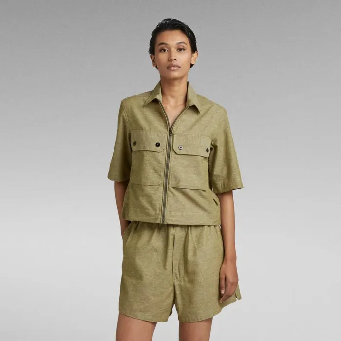 Shirts and Blouses Women GStar RAW 2 Pocket Cropped Shirt Avocadomilk