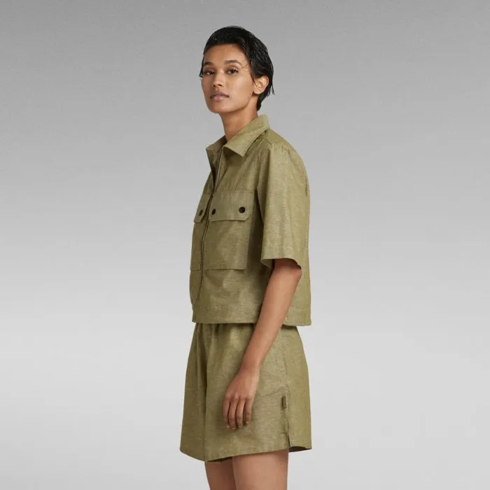 Shirts and Blouses Women GStar RAW 2 Pocket Cropped Shirt Avocadomilk