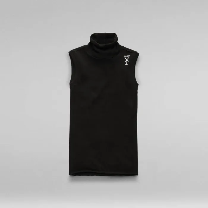 Shirts and Blouses Women GStar RAW Slim Rib Mock Neck Top Dark Black