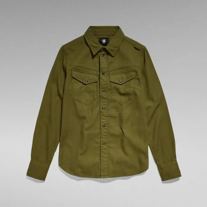 Shirts and Blouses Women GStar RAW Slim Shirt Dark Olive Garment Dyed