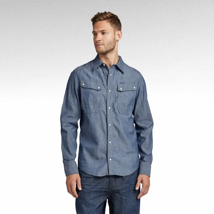 Shirts and Blouses Women GStar RAW Unisex Vintage Slim Shirt Rinsed