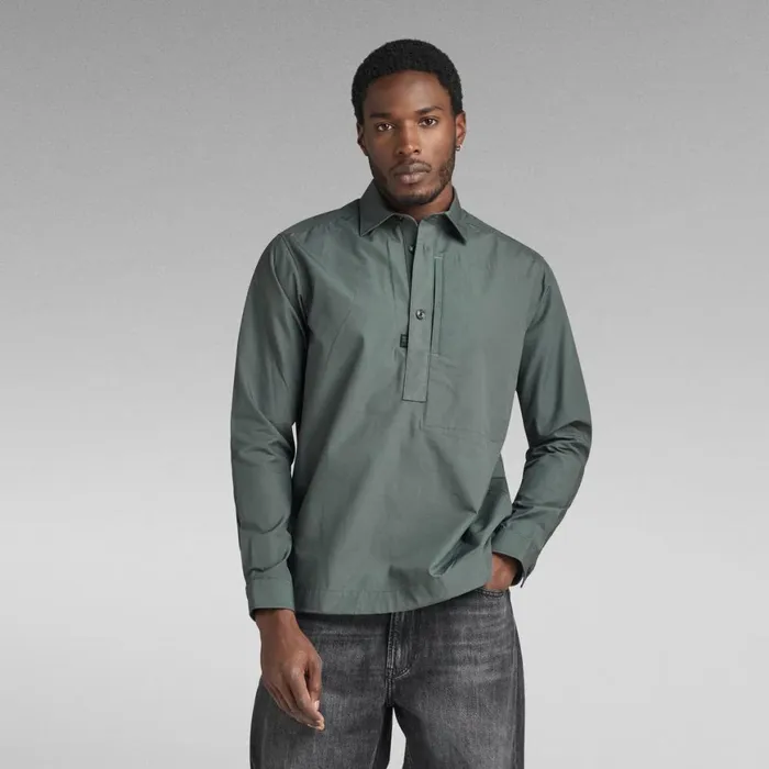 Shirts Men GStar RAW Anorak Relaxed Shirt Graphite