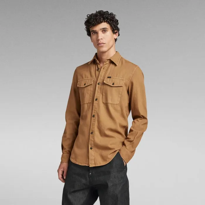 Shirts Men GStar RAW Marine Slim Shirt Oxide Ocre