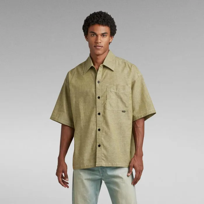 Shirts Men GStar RAW Oversized Boxy Shirt 1 Pocket Avocadomilk