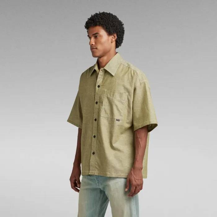 Shirts Men GStar RAW Oversized Boxy Shirt 1 Pocket Avocadomilk