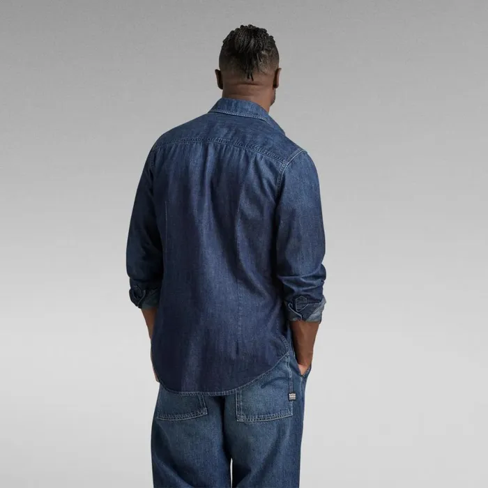 Shirts Men GStar RAW Slim Denim Shirt Worn In Deep Sea