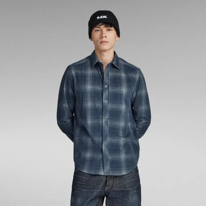 Shirts Men GStar RAW Stalt 20 Regular Shirt Luna Blue Isaac Check