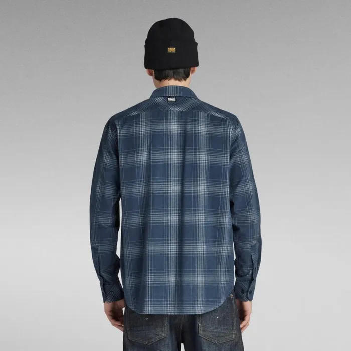Shirts Men GStar RAW Stalt 20 Regular Shirt Luna Blue Isaac Check