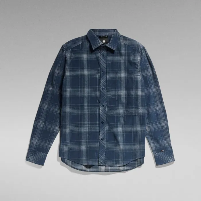 Shirts Men GStar RAW Stalt 20 Regular Shirt Luna Blue Isaac Check