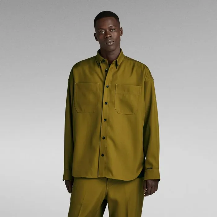 Shirts Men GStar RAW TP Button Down Oversized Shirt Tobacco