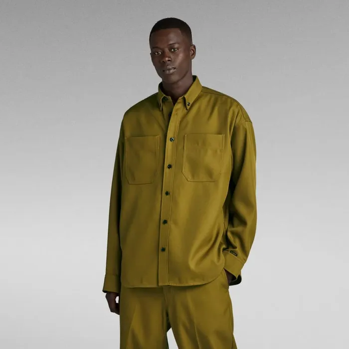 Shirts Men GStar RAW TP Button Down Oversized Shirt Tobacco