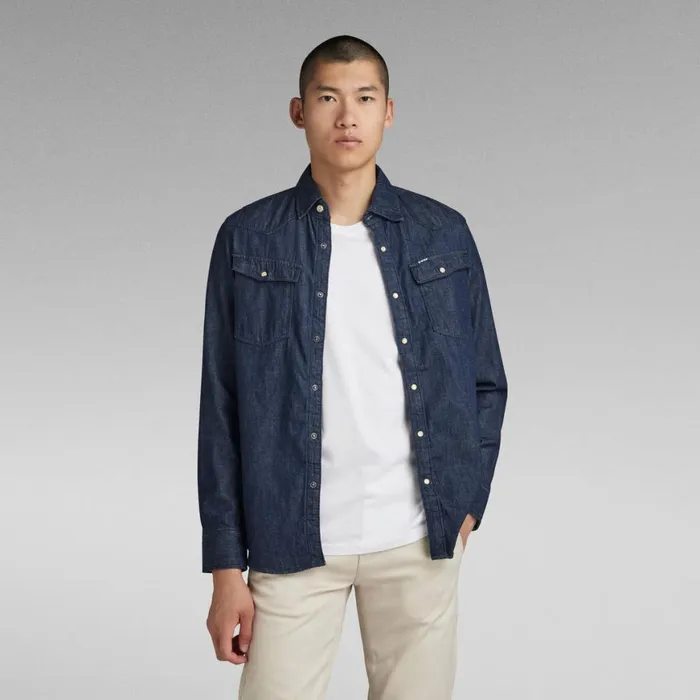 Shirts Men GStar RAW Unisex 3301 Slim Shirt Rinsed