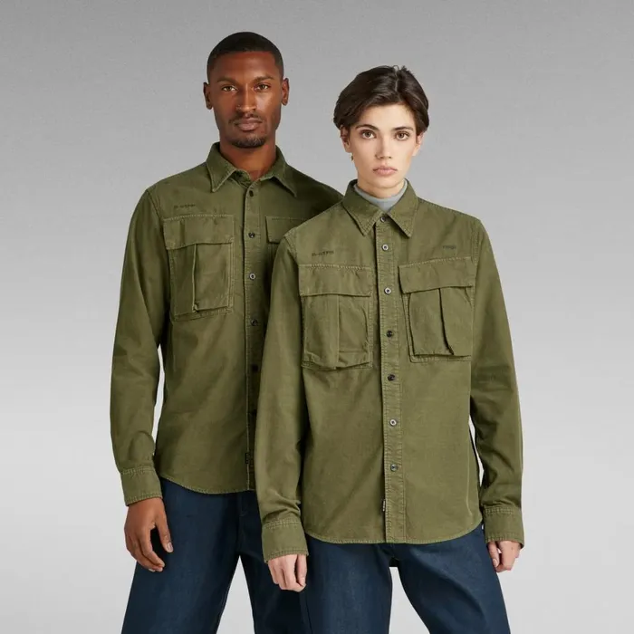 Shirts Men GStar RAW Unisex Submarine Regular Shirt Shadow Olive