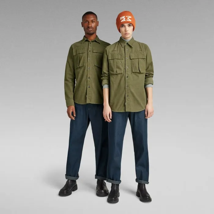 Shirts Men GStar RAW Unisex Submarine Regular Shirt Shadow Olive
