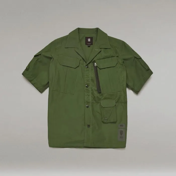 Shirts Men GStar RAW Utility Poplin Cropped Shirt Combat