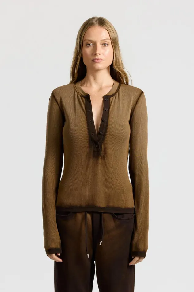 Shirts Women COTTON CITIZEN Verona Henley Espresso Cast