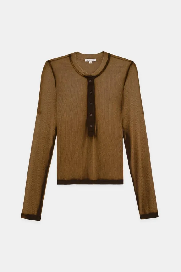 Shirts Women COTTON CITIZEN Verona Henley Espresso Cast Shirts Women COTTON CITIZEN Verona Henley Espresso Cast