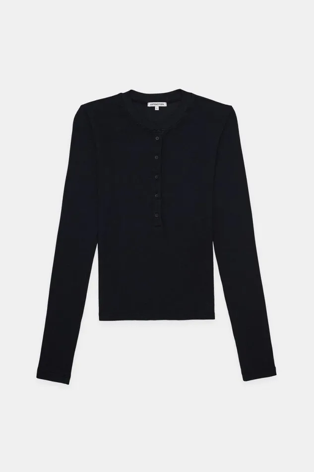 Shirts Women COTTON CITIZEN Verona Henley Jet Black Shirts Women COTTON CITIZEN Verona Henley Jet Black