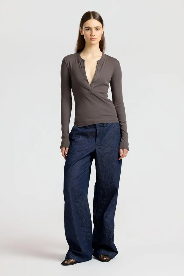 Shirts Women COTTON CITIZEN Verona Henley Stone Shirts Women COTTON CITIZEN Verona Henley Stone