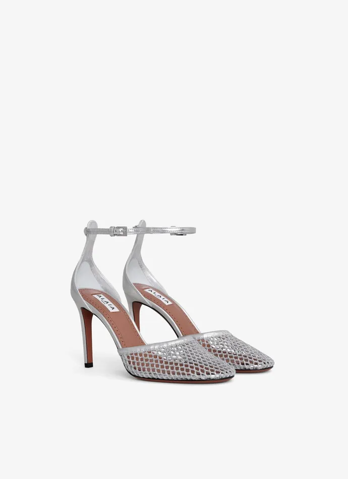 Silver HIGH FISHNET PUMPS Women Alaa Sandals