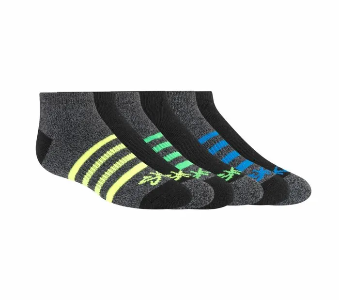 Skechers 6 Pack Low Cut Marled Stripe Socks Black WomenMenKids Socks
