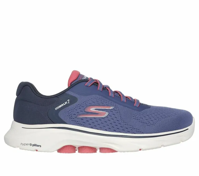 Skechers GO WALK 7 8211 Cosmic Waves Navy Coral Women Athletic Sneakers
