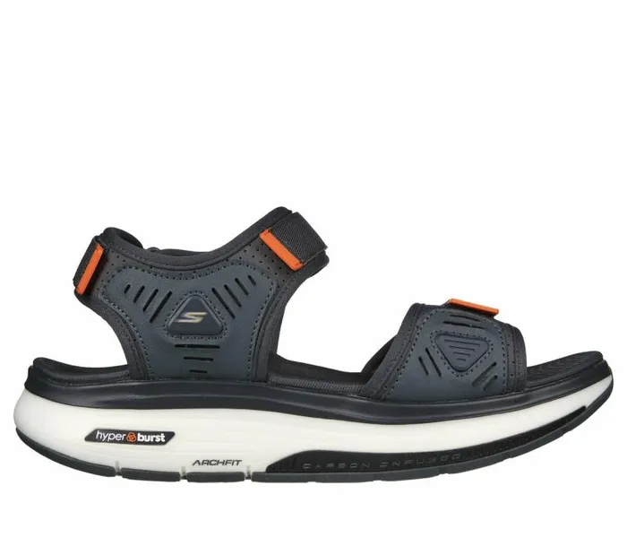 Skechers GO WALK Workout Walker Sandal Charcoal Orange Men Sandals