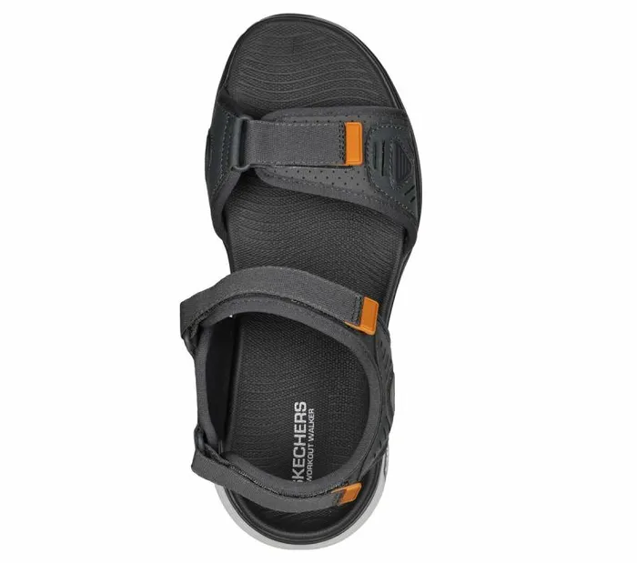 Skechers GO WALK Workout Walker Sandal Charcoal Orange Men Sandals
