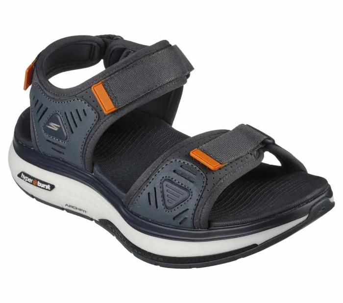 Skechers GO WALK Workout Walker Sandal Charcoal Orange Men Sandals