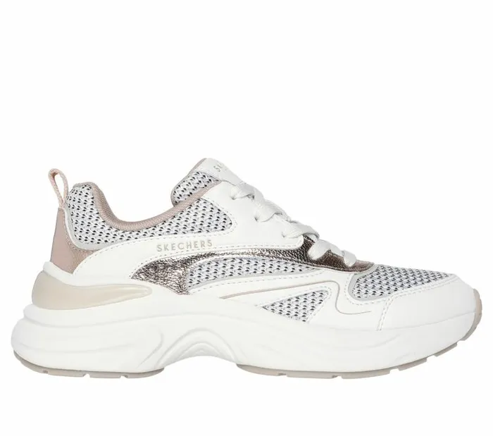 Skechers Hazel 8211 Metallic Soiree White Gold Women Casual Sneakers