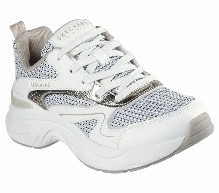 Skechers Hazel 8211 Metallic Soiree White Gold Women Casual Sneakers Skechers Hazel 8211 Metallic Soiree White Gold Women Casual Sneakers