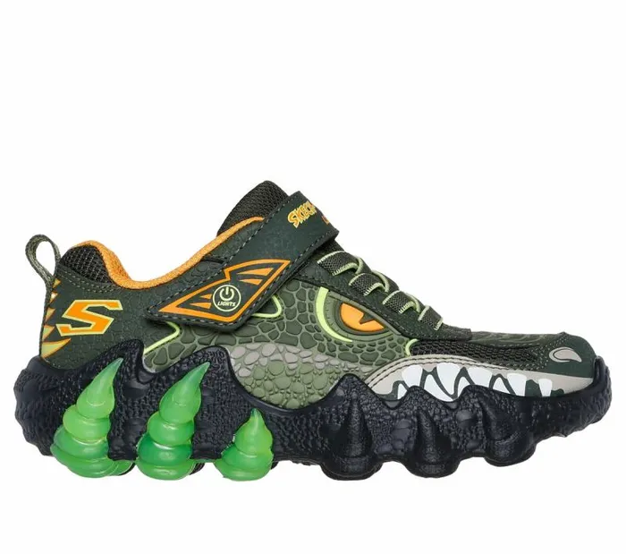 Skechers SkechOSaurus Light 20 Olive Kids Athletic Shoes and Sneakers