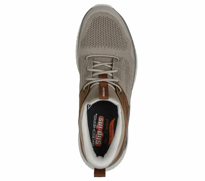 Skechers Skechers Slipins Relaxed Fit Arch Crosser 8211 Emeric Taupe Brown Men Casual Sneakers