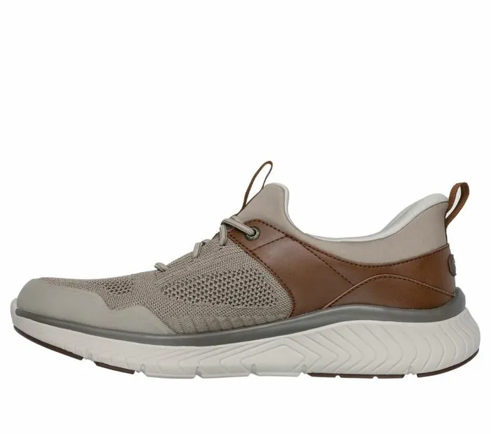 Skechers Skechers Slipins Relaxed Fit Arch Crosser 8211 Emeric Taupe Brown Men Casual Sneakers