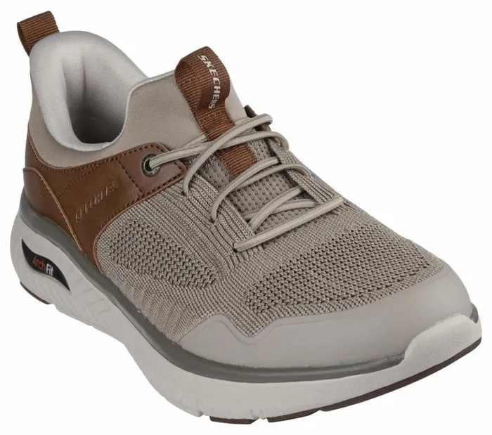 Skechers Skechers Slipins Relaxed Fit Arch Crosser 8211 Emeric Taupe Brown Men Casual Sneakers