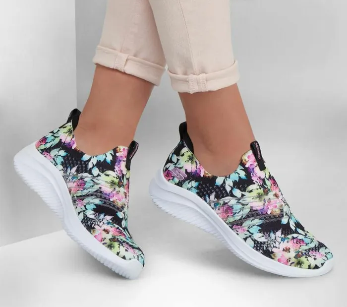 Skechers Ultra Flex 30 8211 Flower Road Black Multi Women Athletic Sneakers Skechers Ultra Flex 30 8211 Flower Road Black Multi Women Athletic Sneakers