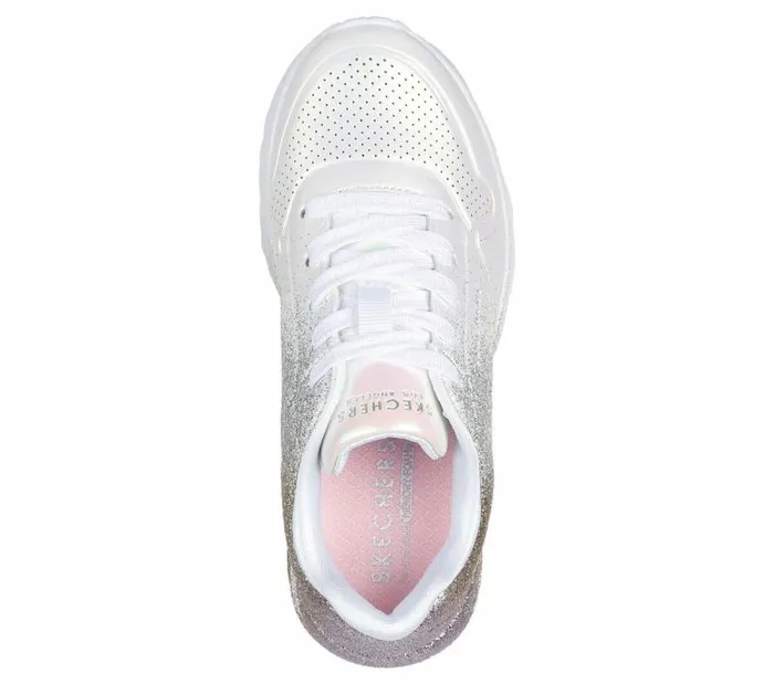 Skechers Uno Lite 8211 Metallic Shimmers White Multi Kids Athletic Shoes and Sneakers
