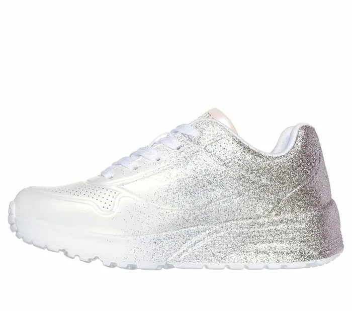 Skechers Uno Lite 8211 Metallic Shimmers White Multi Kids Athletic Shoes and Sneakers