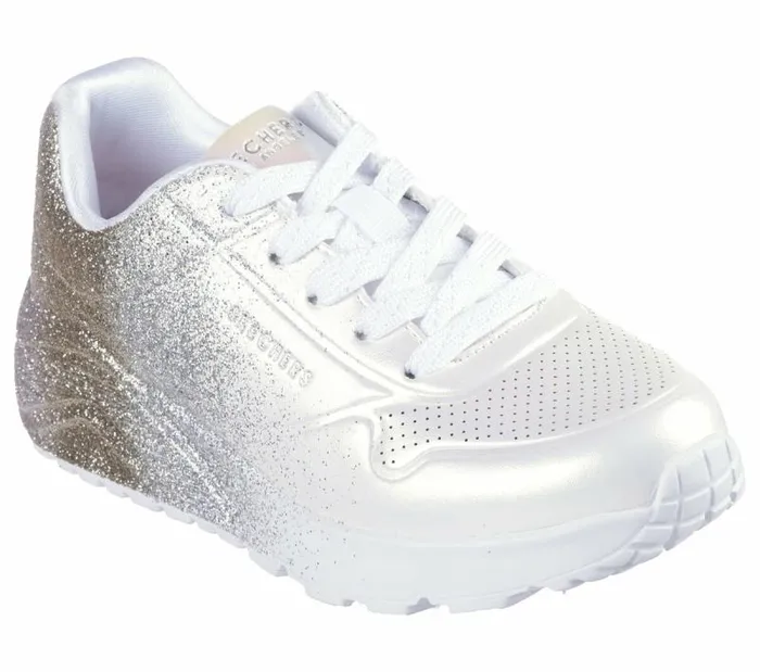 Skechers Uno Lite 8211 Metallic Shimmers White Multi Kids Athletic Shoes and Sneakers