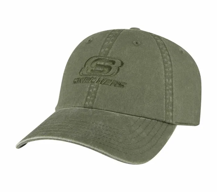 Skechers Washed Dad Hat Olive WomenMen Hats