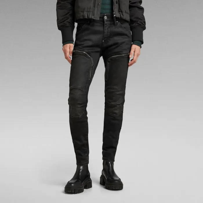 Skinny Men GStar RAW Air Defence Zip Skinny Jeans Dry Waxed Basalt
