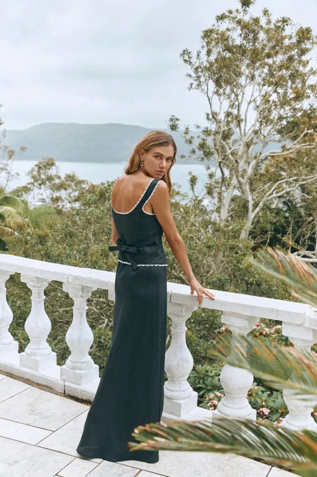 Skirts Women VRG GRL Ena Linen Bias Cut Maxi Skirt Black Skirts Women VRG GRL Ena Linen Bias Cut Maxi Skirt Black