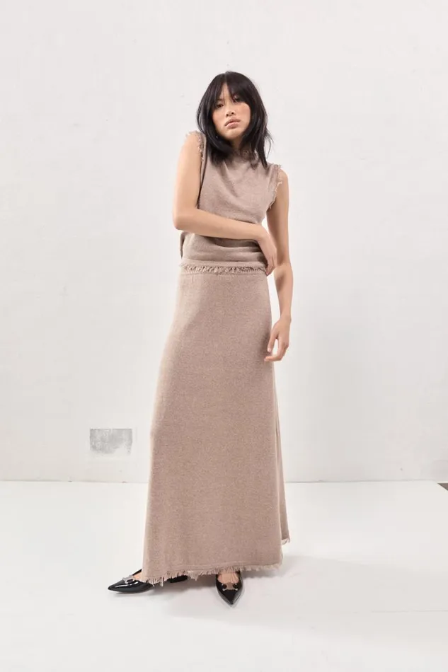 Skirts Women VRG GRL Rowe Knit Maxi Skirt Mocha