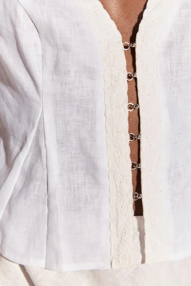 Sleeveless Women VRG GRL Allegra Linen Top White Sleeveless Women VRG GRL Allegra Linen Top White