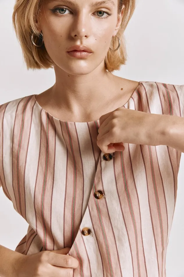 Sleeveless Women VRG GRL Aria Vest Pink Stripe Sleeveless Women VRG GRL Aria Vest Pink Stripe