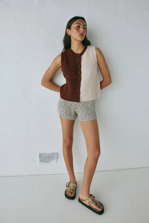 Sleeveless Women VRG GRL Bridgette Knit Vest Splice Sleeveless Women VRG GRL Bridgette Knit Vest Splice